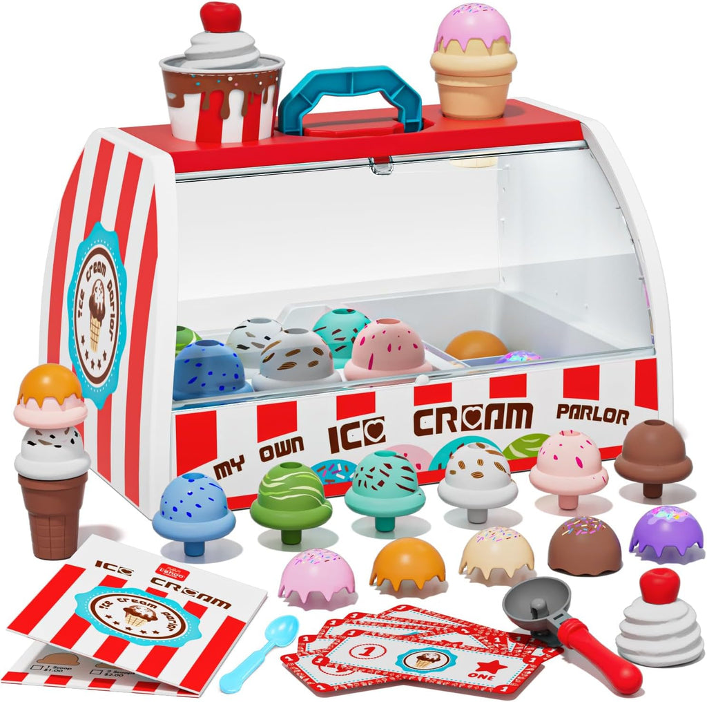 Lehoo Castle - Juguetes de helado para niños pequeños de 3 a 5 años, juguetes para niñas de 3 años en adelante, juego de helado para niños de 2 a 4 años, juego de tienda de helados, regalo para niños