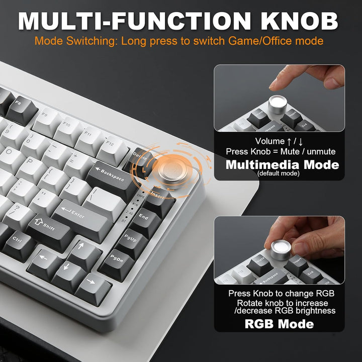 YUNZII Teclado mecánico inalámbrico B75 PRO, diseño del 75% con per...