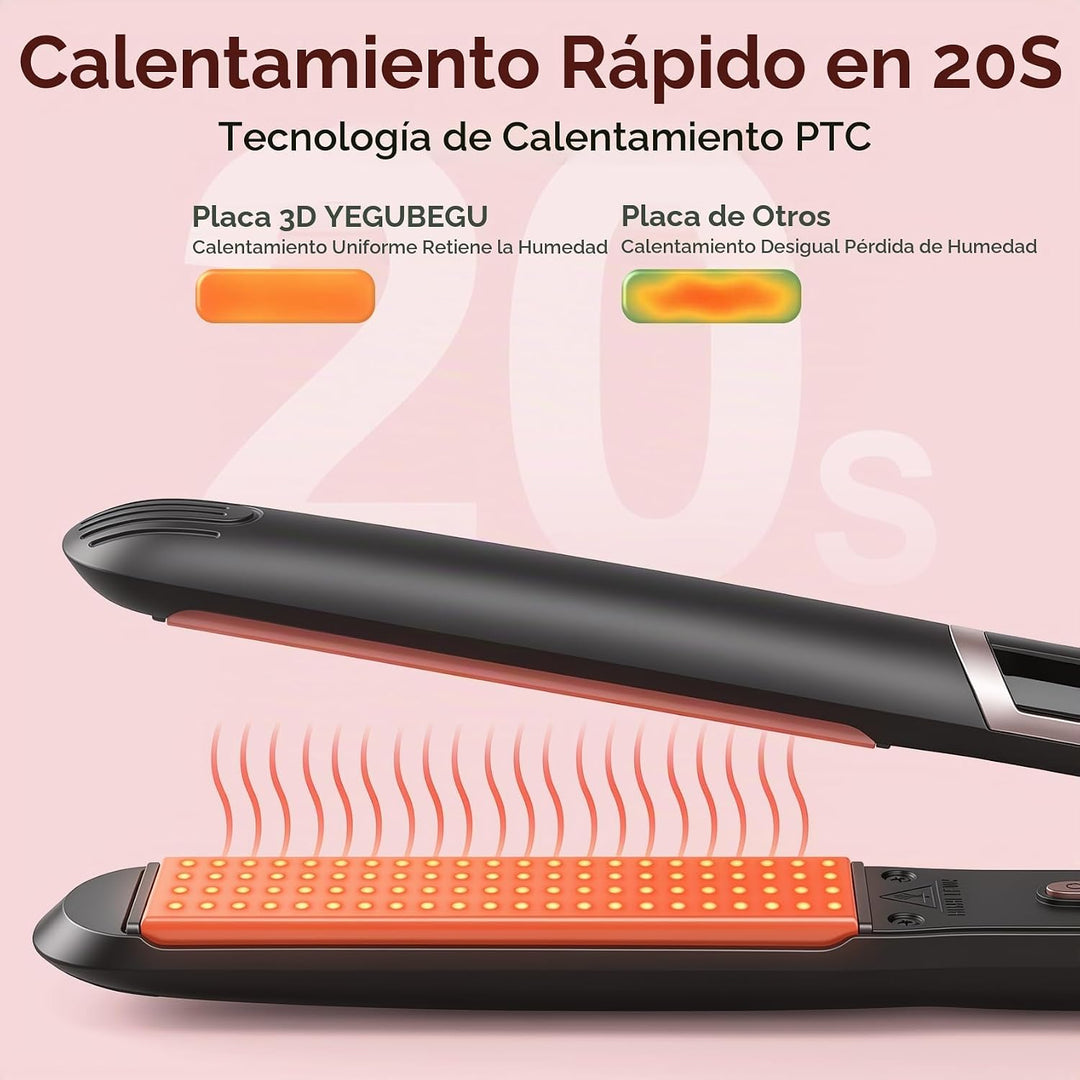 Plancha de pelo y rizador 2 en 1 de 1 pulgada, plancha plana de cer...