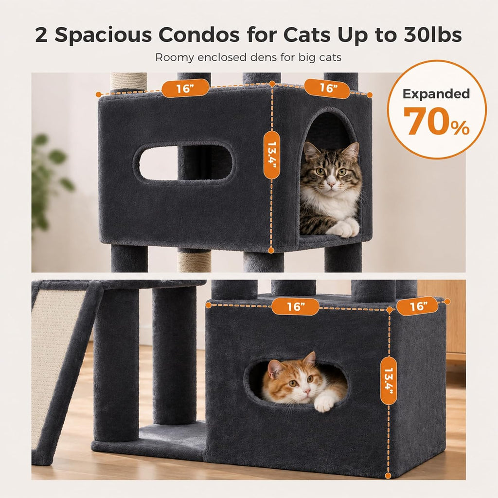 Árbol de gato de 75 pulgadas de alto para gatos de interior, grande