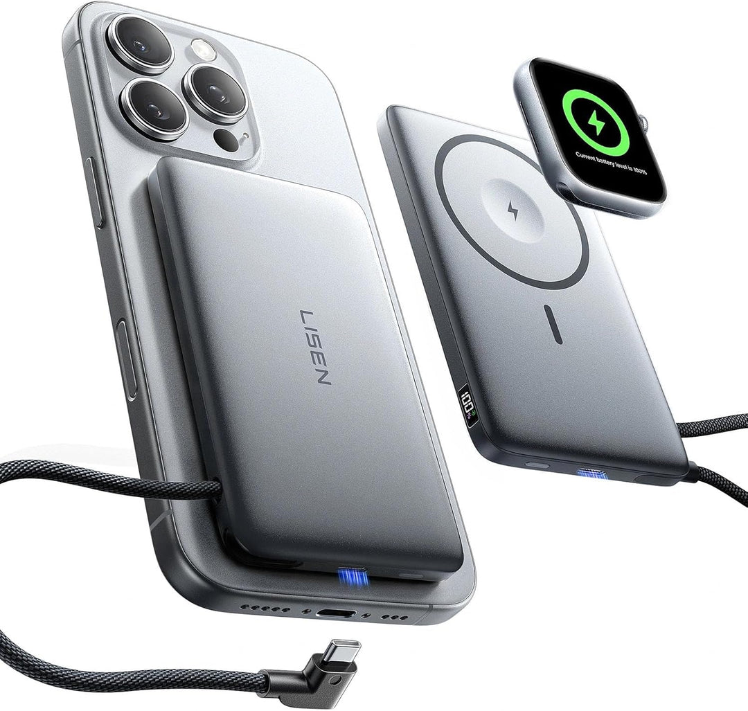 LISEN Banco de energía MagSafe ultra delgado de 0.5 pulgadas para i...