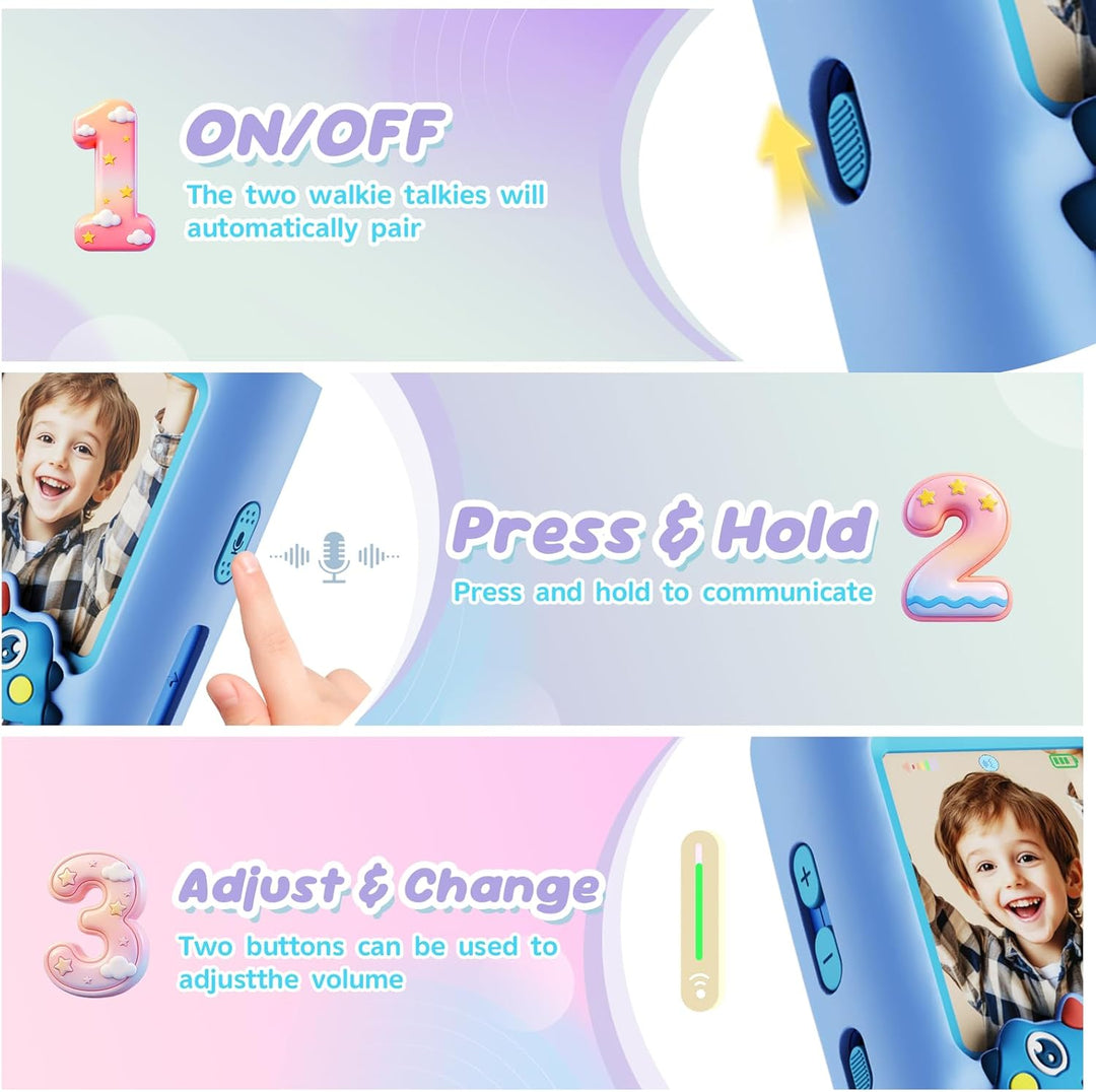 Walkie Talkies de video para niños, paquete de 2 radios bidireccion...