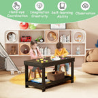 Mesa de actividades de tren para niños 2 en 1 con tablero y almacenamiento, mesa de juego de madera para dibujo artístico, bloques de construcción, lectura