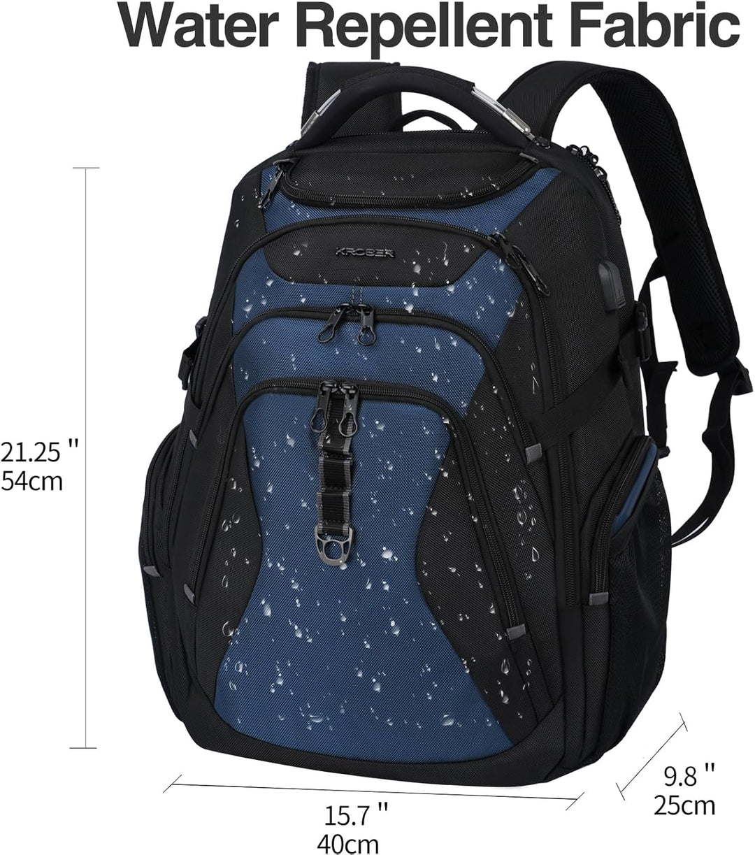 KROSER Mochila de viaje para laptop, Negro\/Azul neblina-18.4, 18,4...
