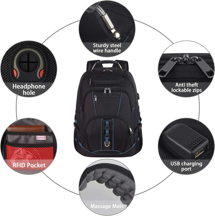 JCDOBEST Mochila para laptop, azul, capacidad de 55L, aprobada por...