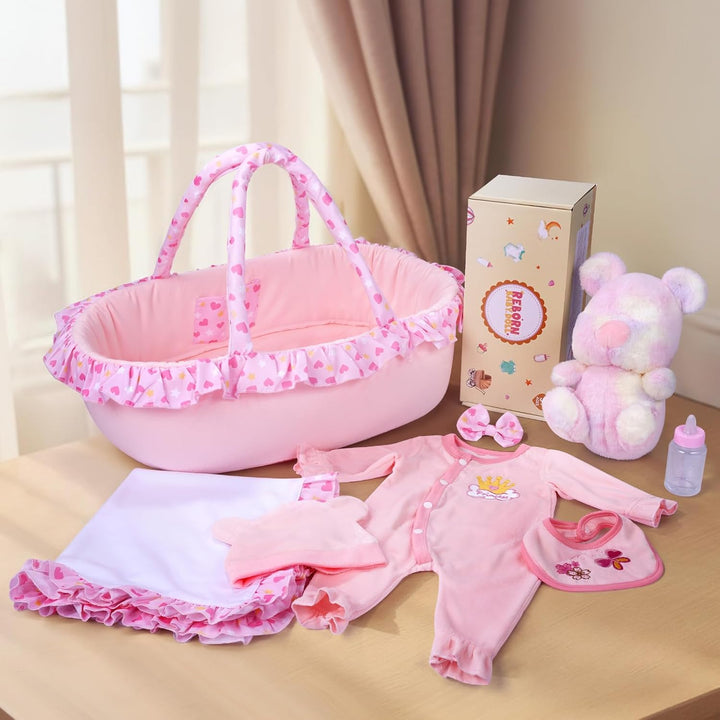 BABESIDE 8 piezas de ropa de muñeca Reborn con moisés para muñecas...