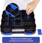 Caja de almacenamiento de piezas pequeñas, organizador de herramientas de doble cara, 34 compartimentos, organizadores de hardware con divisores de plástico extraíbles para tornillos, tuercas, clavos