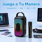 Bobtot Altavoz Bluetooth portátil con micrófono inalámbrico, negro