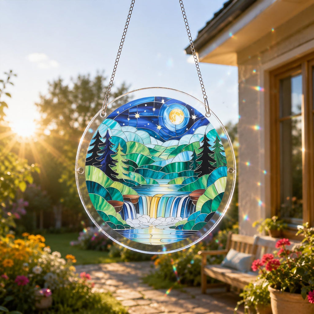 Rompecabezas de acrílico para adultos, cascada de vidrieras de acrílico, rompecabezas para colgar en la ventana, rompecabezas de bricolaje con piezas irregulares únicas, regalo de decoración