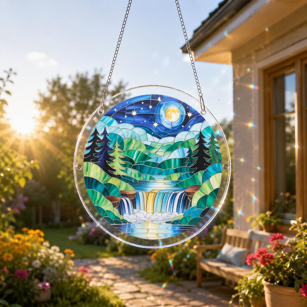 Rompecabezas de acrílico para adultos, cascada de vidrieras de acrílico, rompecabezas para colgar en la ventana, rompecabezas de bricolaje con piezas irregulares únicas, regalo de decoración
