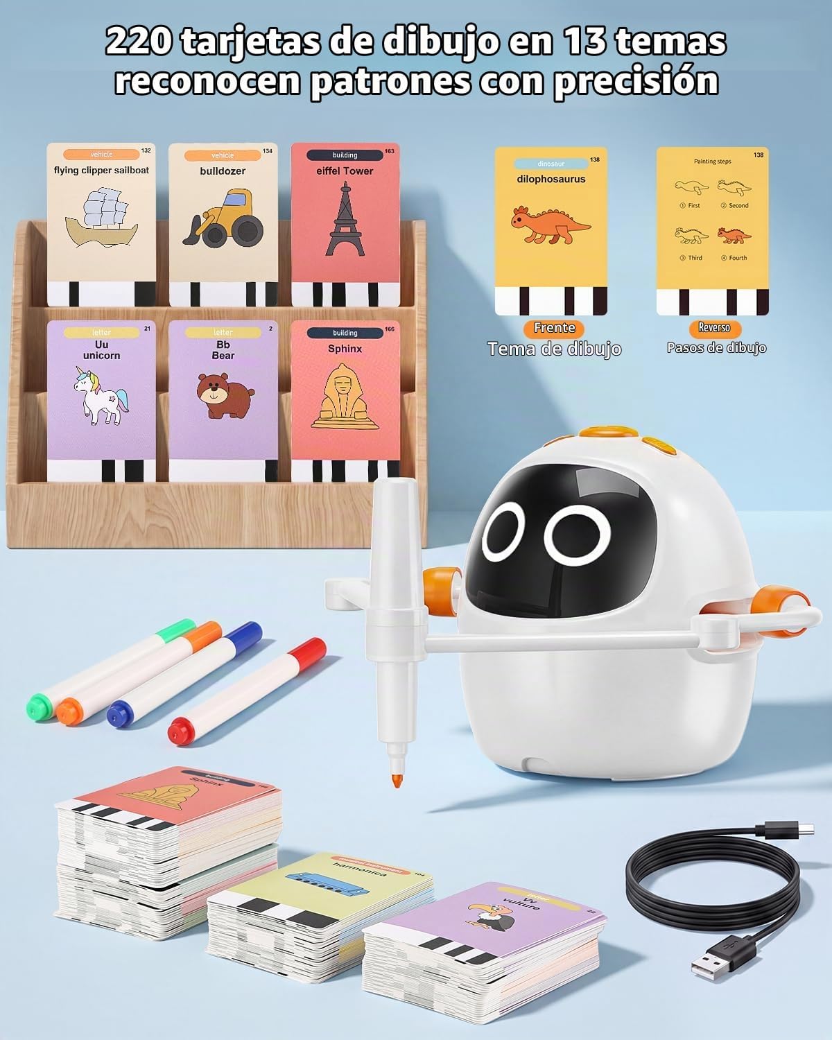 Robot de dibujo para niños, máquina educativa interactiva recargable del