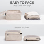 Cubos de embalaje de compresión para viajes, bolsas organizadoras de equipaje, cubos de embalaje con doble cremallera para maletas (paquete de 4, beige)