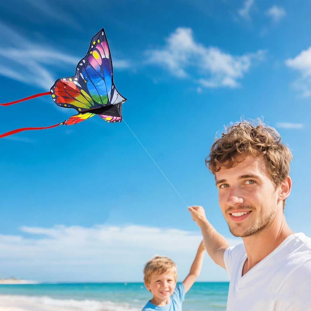 Mint's Colorful Life Paquete de 3 cometas para niños y adultos, fácil de volar, mariposa delta, pulpo, juego para principiantes, grandes cometas de playa para juegos y actividades al aire libre