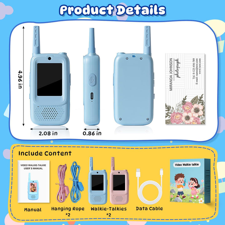 Walkie Talkies de video para niños paquete de 2 juguetes