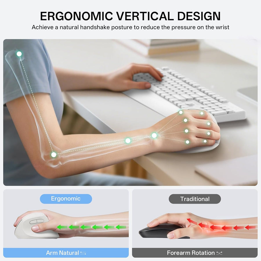 PHILIPS Ratón ergonómico - Ratón vertical con DPI ajustable de 800\...