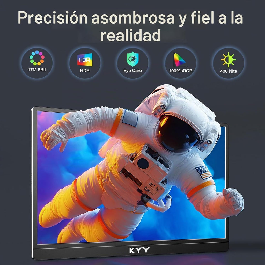 KYY Monitor portátil 4K \u2013 Pantalla de viaje UHD IPS de 15.6 pu...