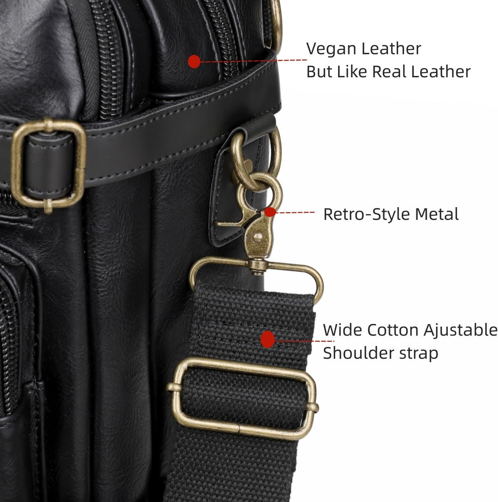 Maletín de cuero vegano para hombre, mochila híbrida de 17 pulgadas, bolsa de mensajero de negocios HB-22