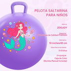 Bola de tolva para niños, bola inflable de 18 pulgadas con asa, sirena morada, juguetes para niñas en interiores y exteriores, juego de acitve con bomba, regalos de cumpleaños para niños de 3