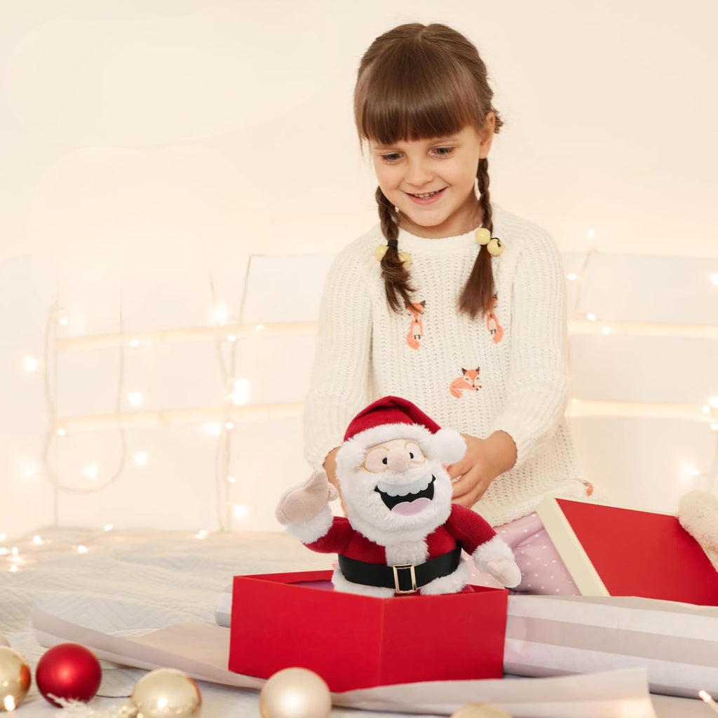 4E's Novelty Peluche de Papá Noel animado, hace un sonido de gas, oso de Navidad parlante, juguetes de peluche para niños de 8 pulgadas, divertidos animales de peluche de Navidad, regalos de broma para niños, niñas, adolescentes, regalo de elefante blanco