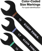 KLEIN TOOLS 69408MG - Juego de llaves de trinquete combinadas, métricas, 8 piezas, 8 a 19 mm, aleación de acero, funda de espuma, 90 dientes