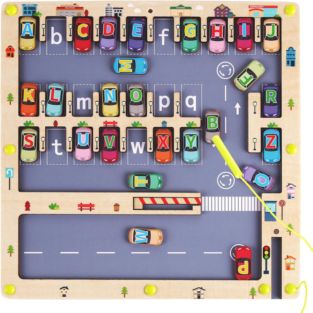 Laberinto magnético del alfabeto con rompecabezas de letras para un aprendizaje divertido, juguete educativo Montessori para niños y niñas de 3, 4 y 5 años, desarrollo de habilidades motoras finas y