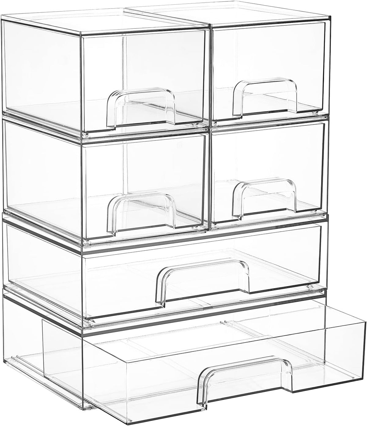 Vtopmart Stackable Storage Drawers Set de 6, Plastic Organizer Bins