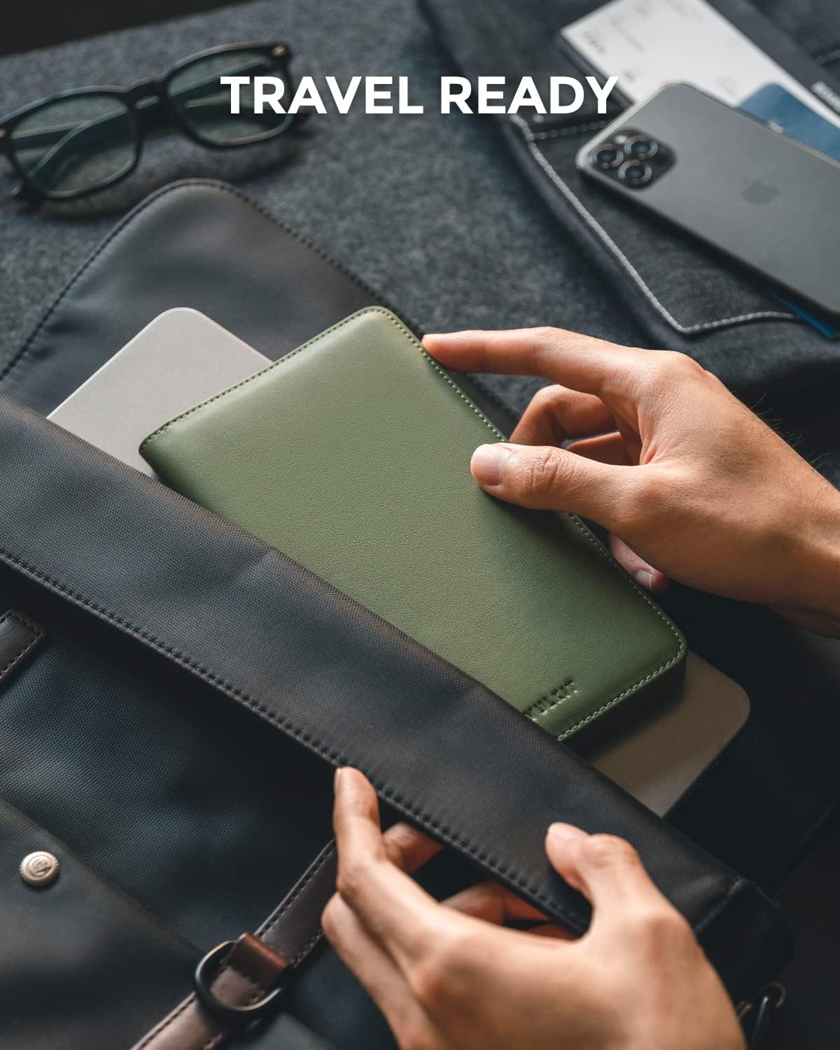 Cartera Porta Pasaporte VULKIT con Bloqueo RFID, Cartera de Viaje para Hombre y Mujer, Verde, Cartera de viaje