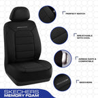 Skechers Fundas de asiento de automóvil de espuma viscoelástica, fundas de asiento grueso de tela fresca al tacto, compatibles con bolsas de aire, protección cómoda automotriz para la mayoría de