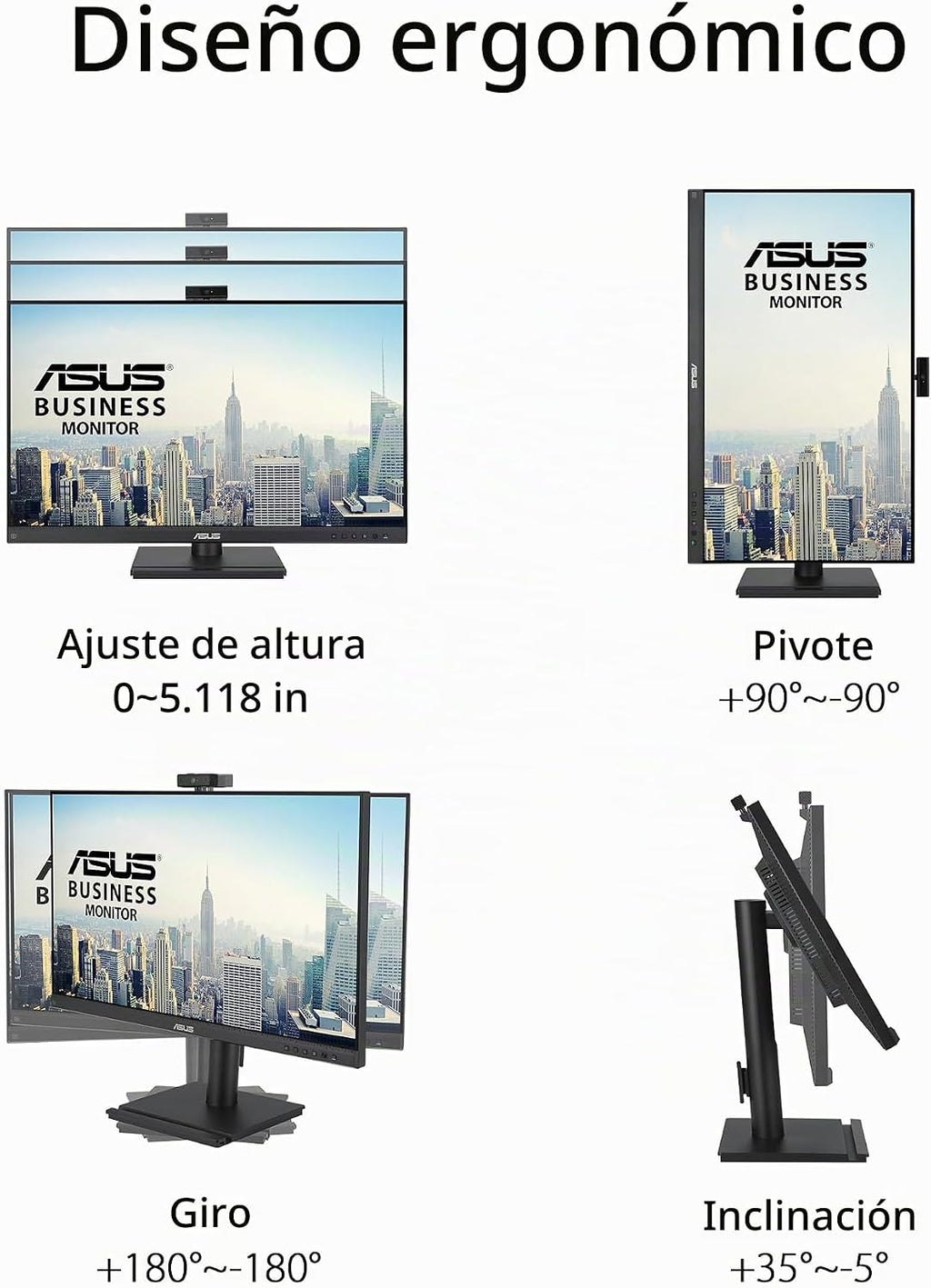 ASUS Monitor de videoconferencia 1080P de 24" (BE249QFK) - IPS,...