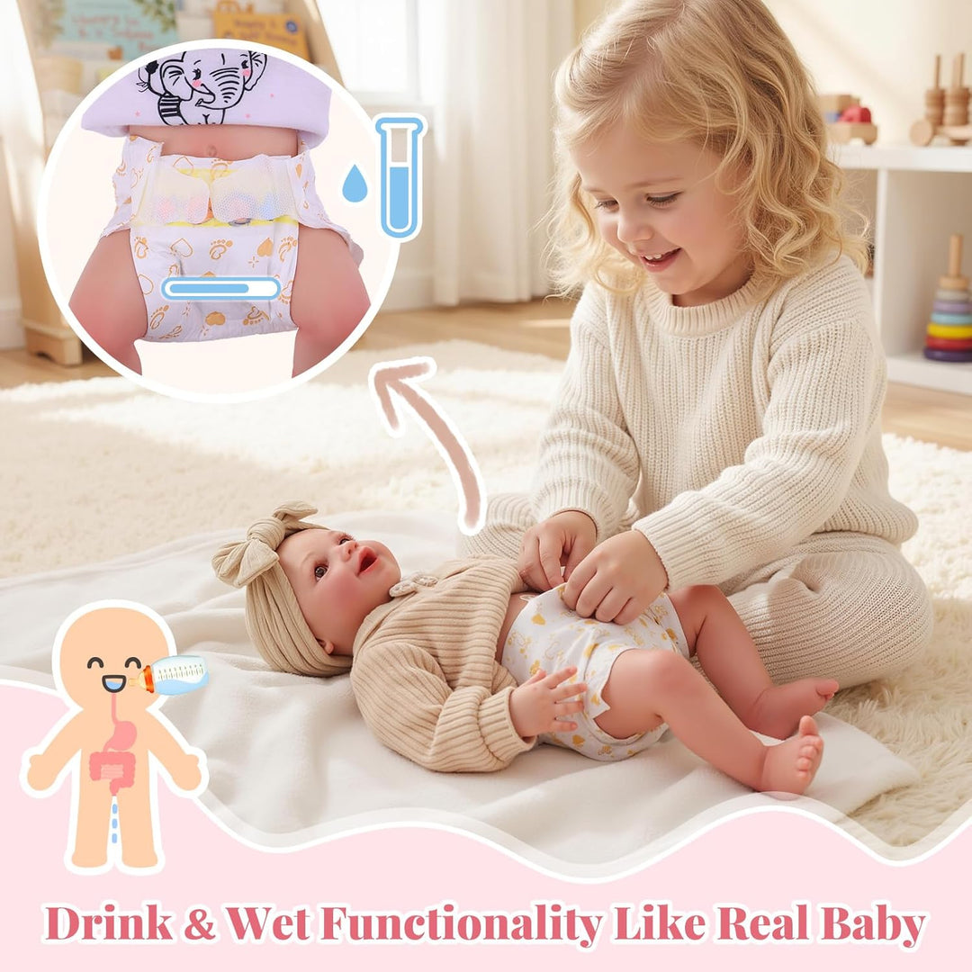 BABESIDE Drink and Wet Reborn Baby Dolls Girl - Muñeca de vinilo su...