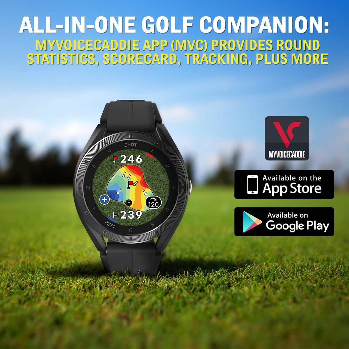 Voice Caddie Reloj de golf T11 LT con GPS con pantalla LCD con ondulación verde, sin suscripción mensual, modo de pendiente de 40 K+, cursos preinstalados, vista de campo, modo de tempo de práctica, vista de putt, pantalla táctil a color de 1.2 pulgadas
