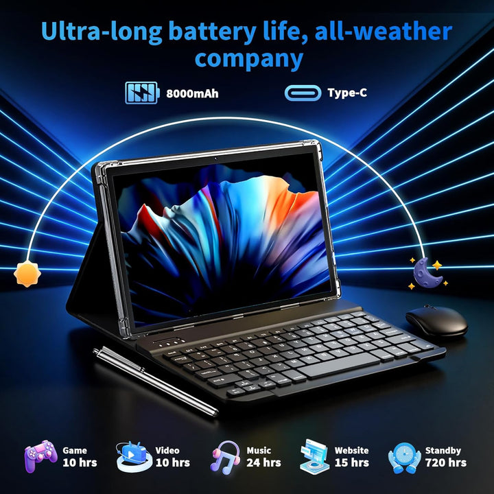 2026 Tableta de 10 Pulgadas con Teclado, Tableta Android 15 con Gem...