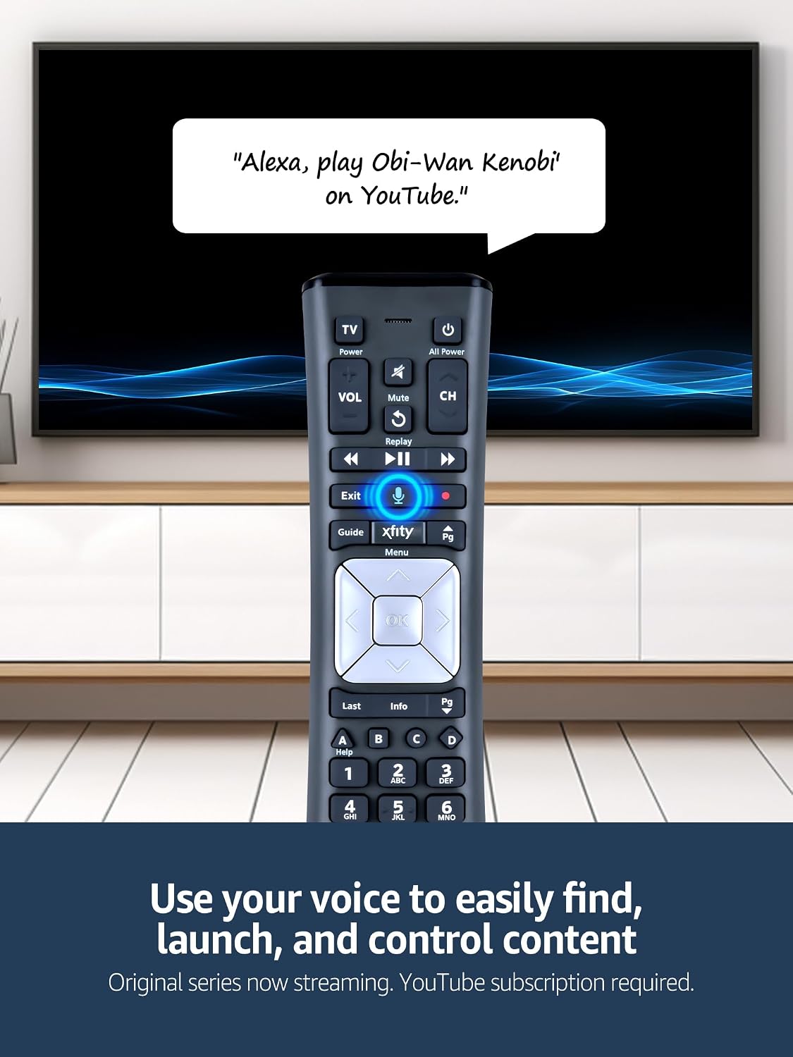 PZL XR11 - Control remoto de voz retroiluminado de repuesto, para control remoto de TV por cable activado XFinity/Comcast