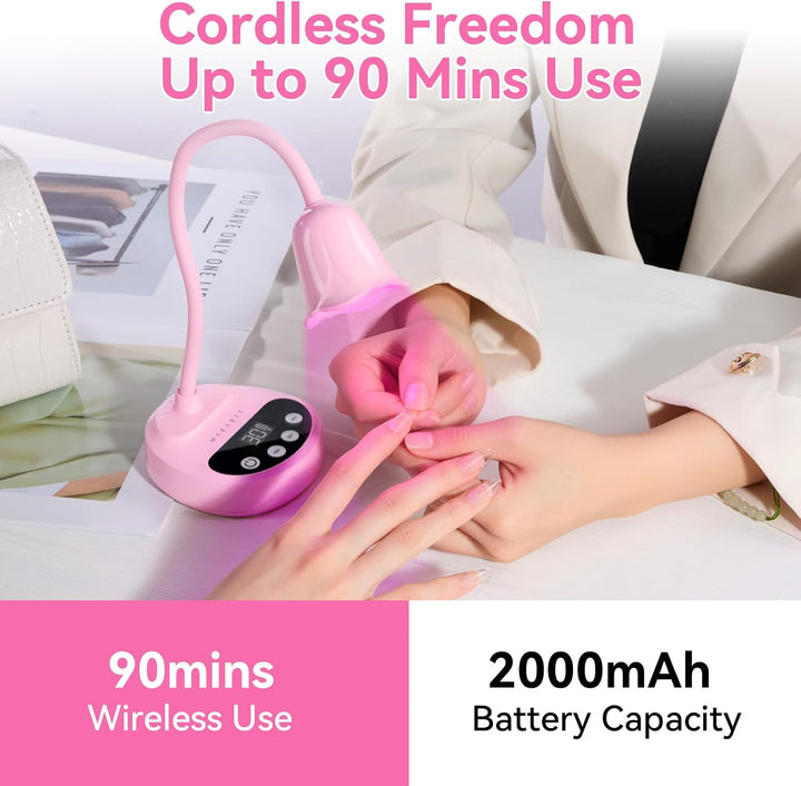 Makartt Lámpara de uñas UV, luz LED de cuello de cisne con sensor a...