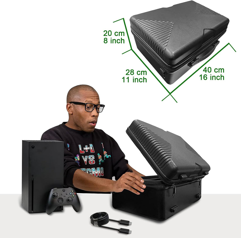 Funda de transporte Xbox Series X, compatible con consola XSX, controladores, auriculares, juegos y otros accesorios, funda protectora de viaje con carcasa rígida y espuma personalizada para almacenamiento (estilo Xbox original)