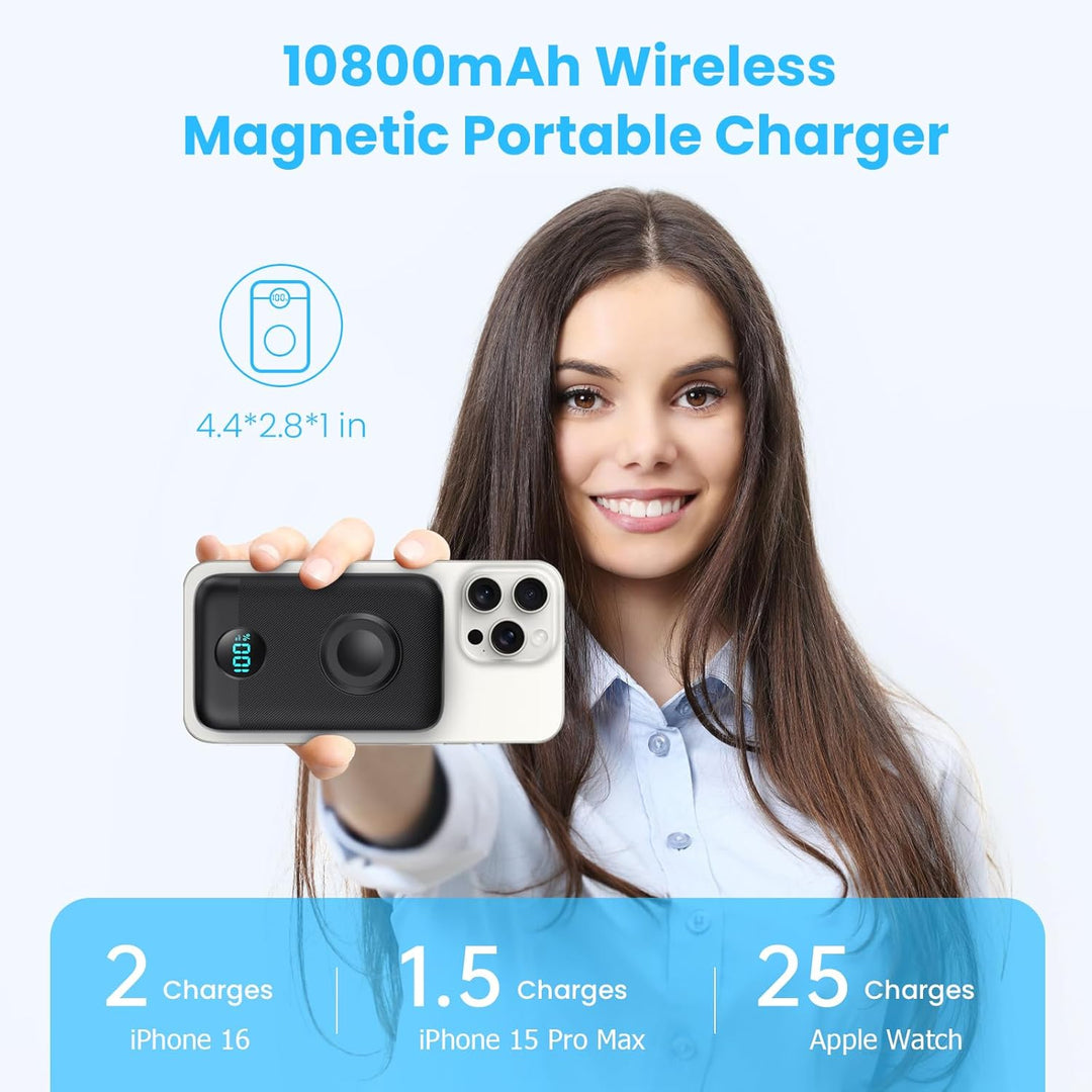 Cargador portátil magnético con cargador de Apple Watch, 10800 mAh,...