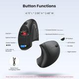 TECKNET Ratón Ergonómico, Ratones Verticales Recargables 2.4G+Bluet...