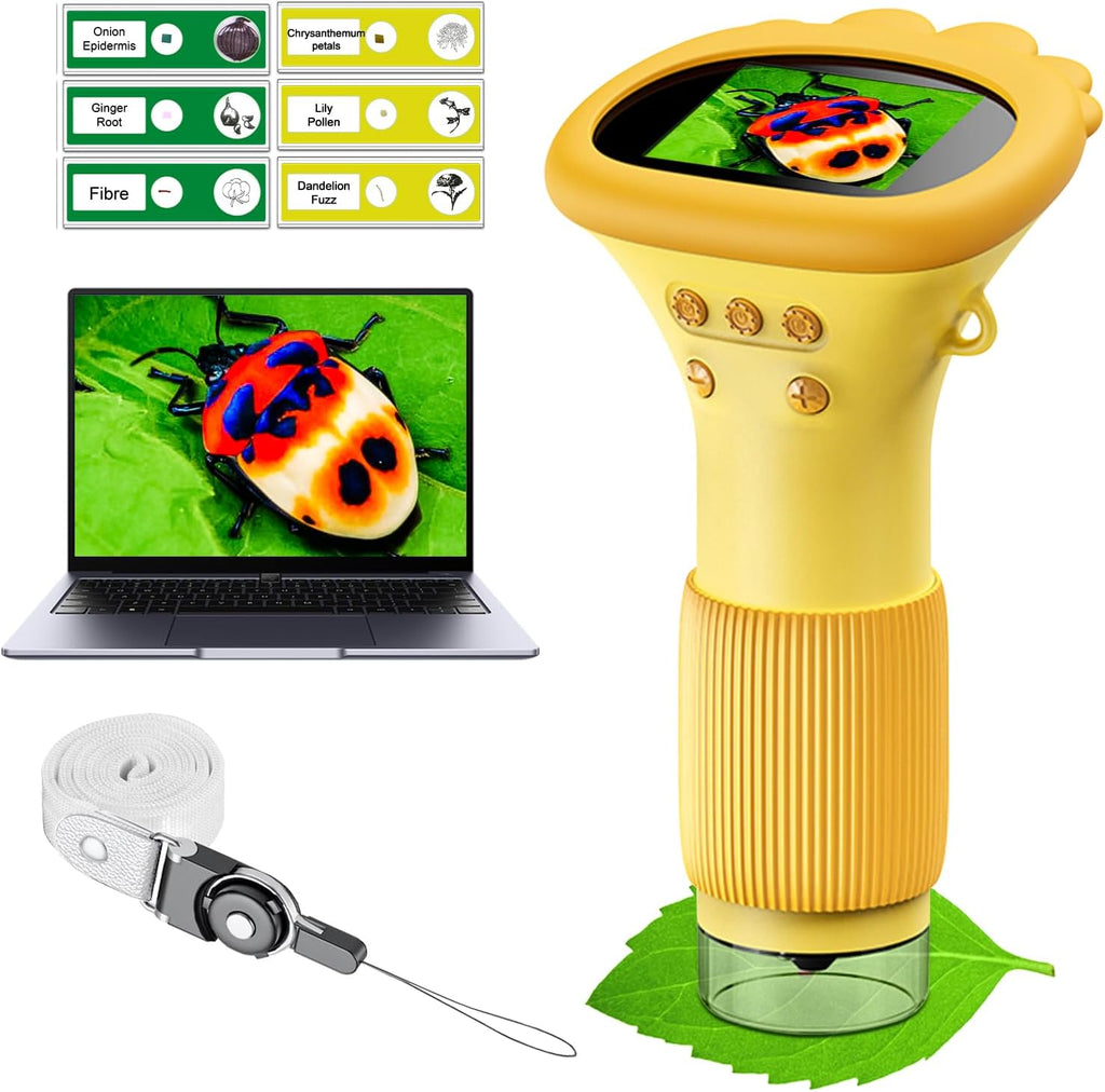 Microscopio de bolsillo para niños, microscopio portátil 1000X para niños | Mini microscopios de foto y video | Microscopios digitales de 2 pulgadas para niños de 3 a 10 años de edad, juguetes de regalos