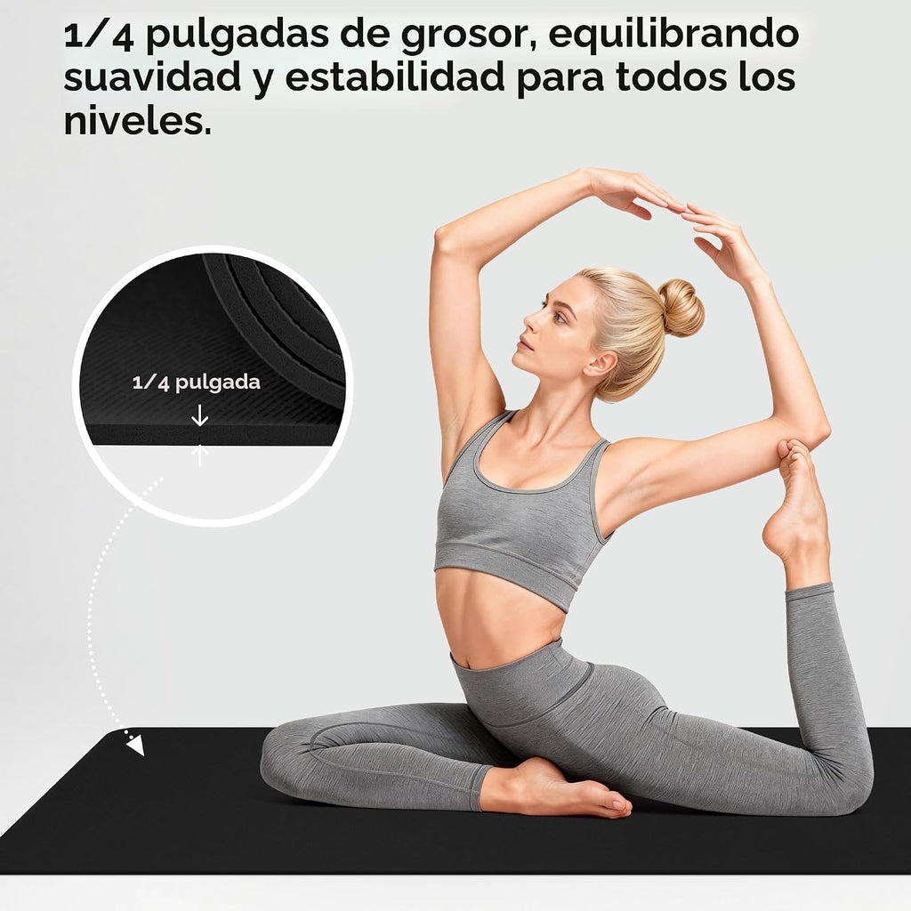 Tapete de yoga extra ancho de 72 x 32 pulgadas, tapete de ejercicio antideslizante de TPE para entrenamiento en casa, tapete de yoga grande de alta densidad de 0.236 pulgadas para hombres y