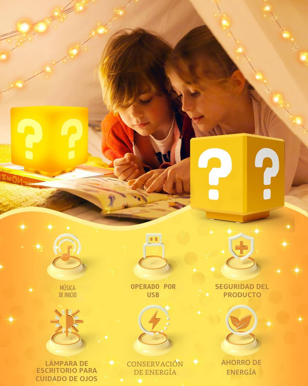 Super Bros Juguetes para Niños 4-6 Luz Nocturna para Niños con Efectos de Sonido de Juego