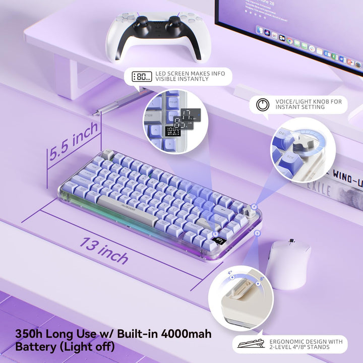 AUSDOM K75pro Teclado Inalámbrico Cremoso para Juegos, Teclado de C...