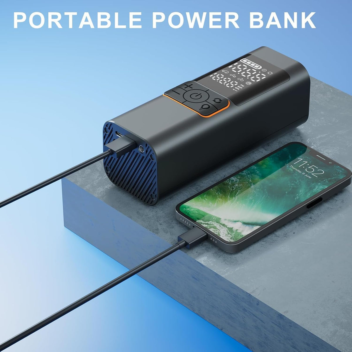 Inflador de neumáticos inalámbrico de 6000 mAh, compresor de aire p...