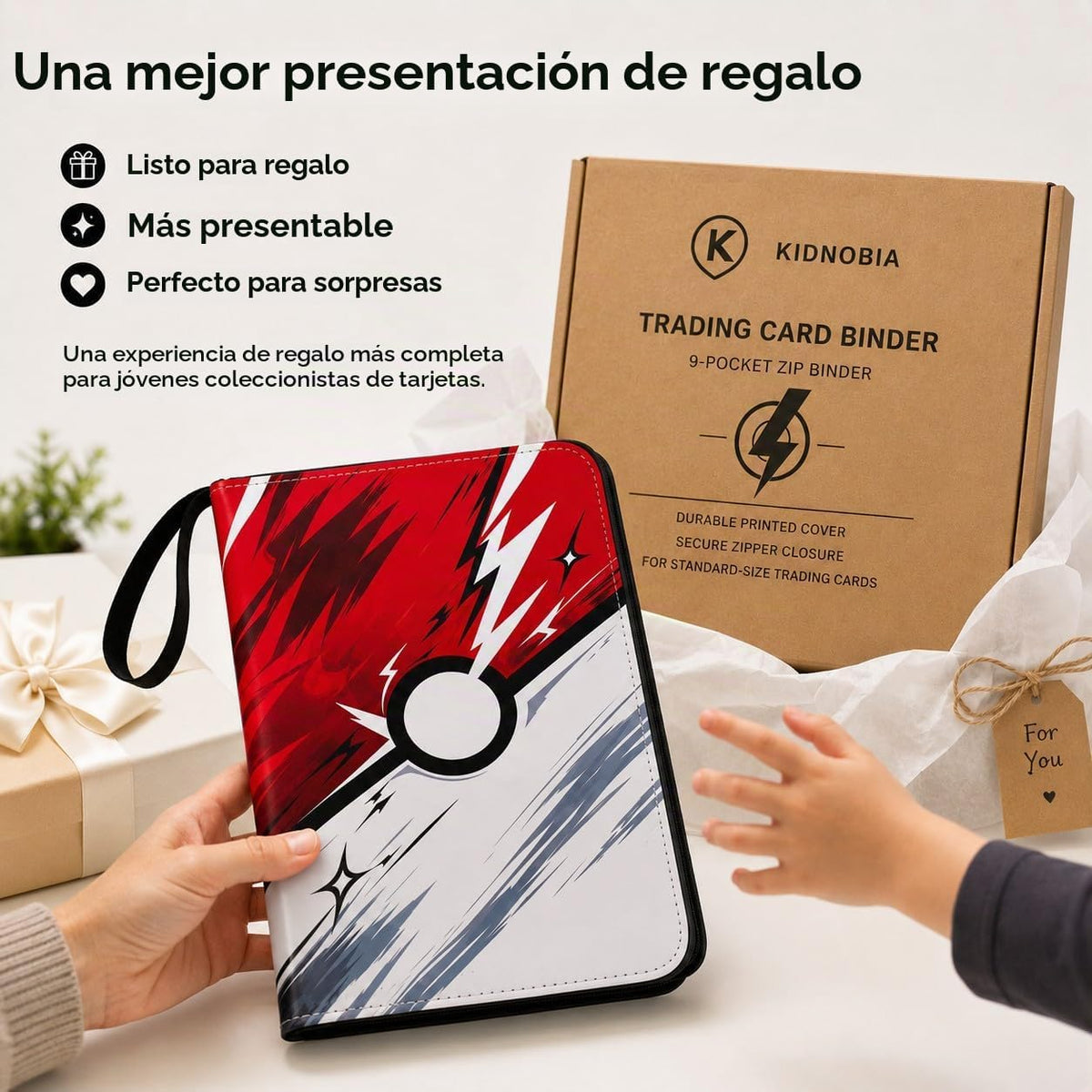 Kidnobia Carpeta para Cartas Coleccionables de 9 Bolsillos con Caja de Regalo con Cremallera
