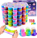 Paquete de 118 juguetes de slime para fiesta, mini galaxia a granel para aliviar el estrés para niños, masilla suave, juguete de bricolaje, suministros para el aula, cumpleaños, bolsas de regalo, calendario de Adviento