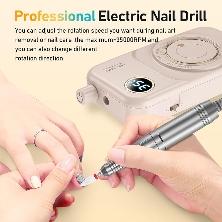 Lima de Uñas Eléctrica Portátil: Taladro de Uñas de 35000 RPM, Máqu...
