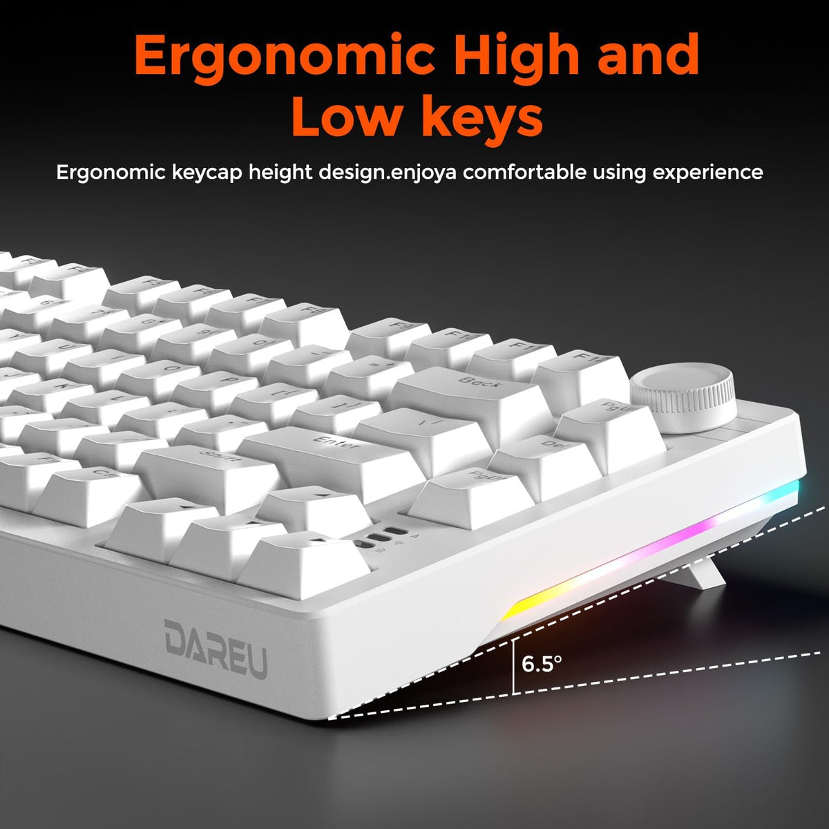 DAREU EK75 Teclado mecánico con cable, teclado 75% con perilla de v...