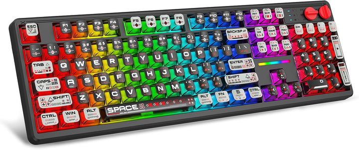 E-YOOSO Teclado mecánico inalámbrico cremoso, Bluetooth\/2.4GHz\/US...