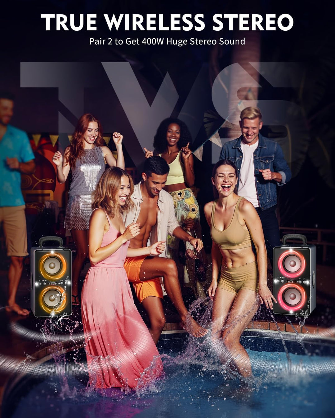 YIER Altavoz Bluetooth, altavoz de fiesta de pico de 240 W con grav...