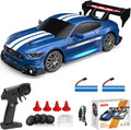 Coche de deriva RC a escala 1:24 4WD 2.4GHz 30KM/H de alta velocidad Racing Sport Toy Car con luces LED, carreras y ruedas de deriva (02-azul)