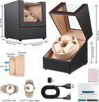 Watch Winder para 3 relojes automáticos, motor japonés silencioso